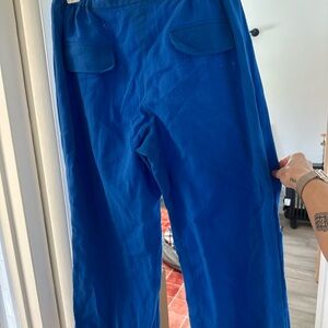 Vibrant Linen Blue Women's Cropped Pants